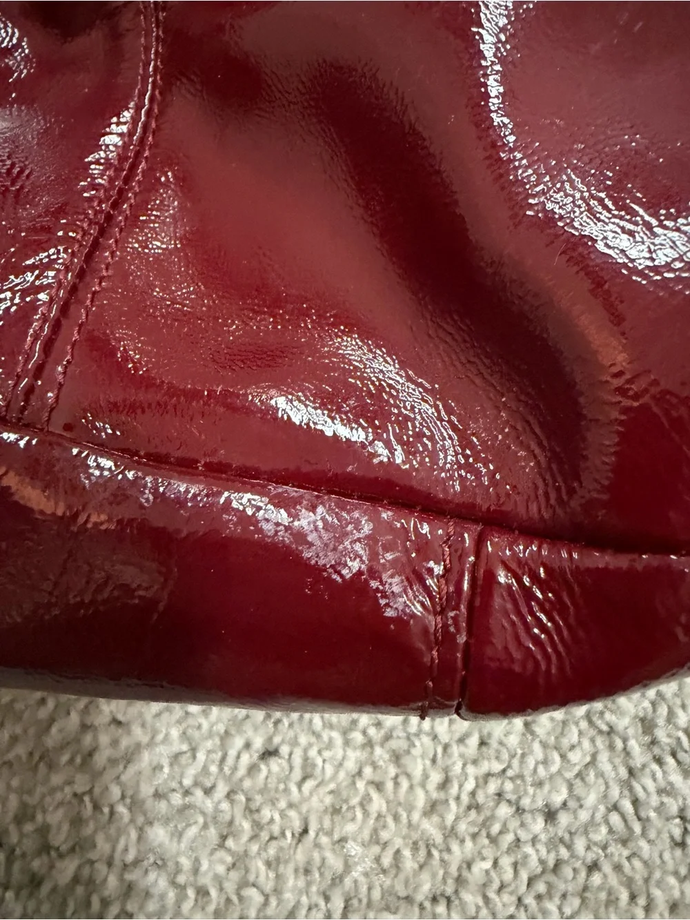 Coach Patent Shoulder Tote in Deep Burgundy